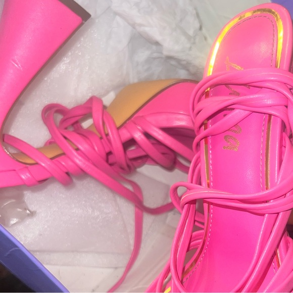 Moody Pink Tye Up Heels - Picture 4 of 4